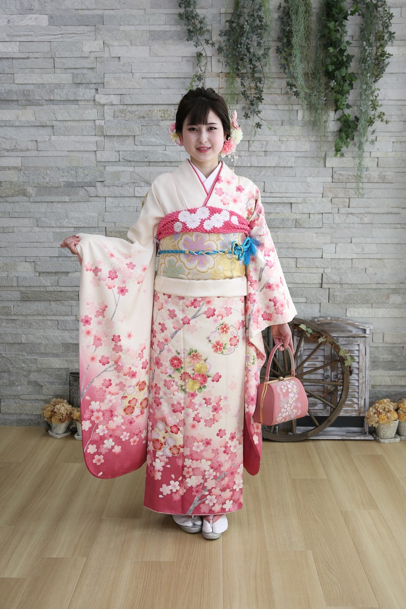 【振袖セット】桜色に鶴と桜柄の振袖着物ひふみ屋の小物